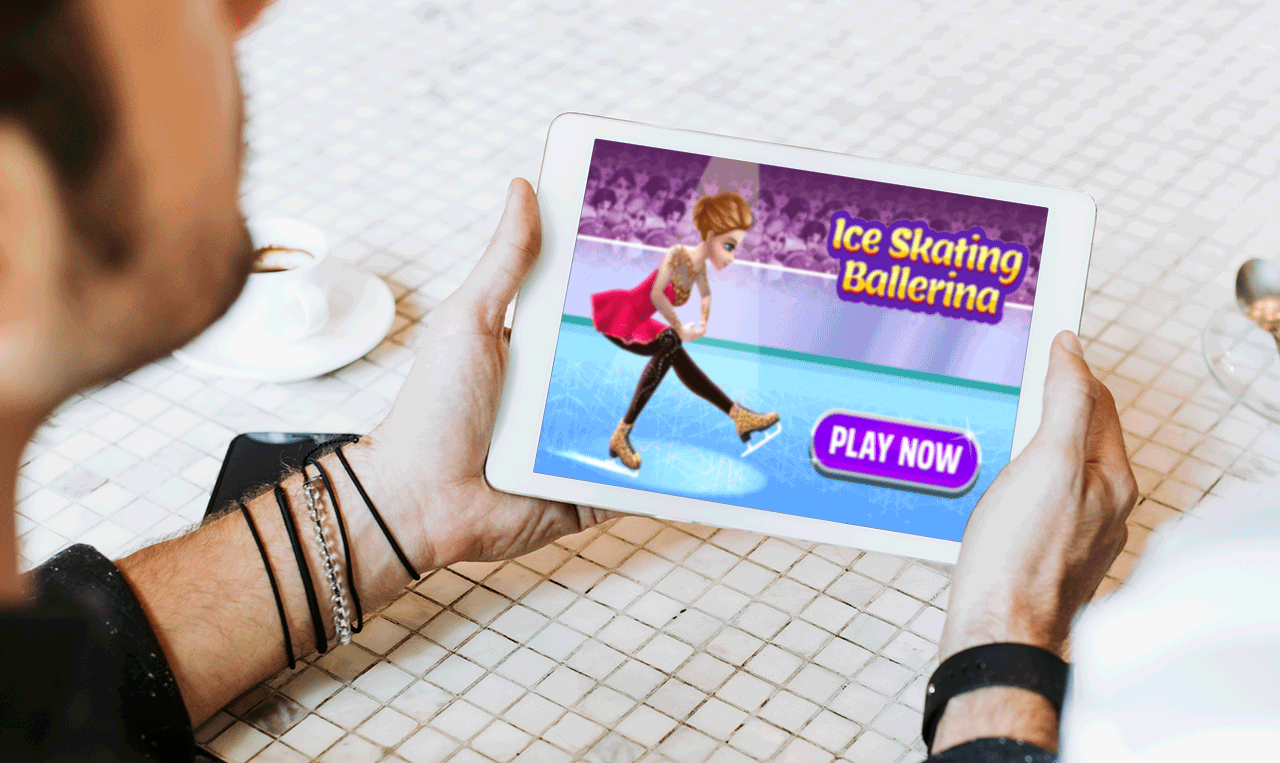 Ice skating animated ad